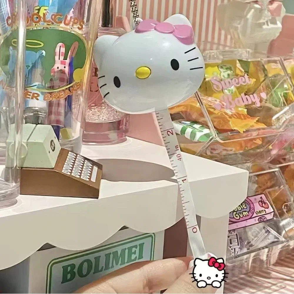 Hello Kitty Measure tape Keychain / bag charm Mini Measuring Tape Ruler, New